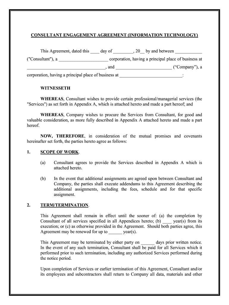 CONSULTANT ENGAGEMENT AGREEMENT INFORMATION TECHNOLOGY
