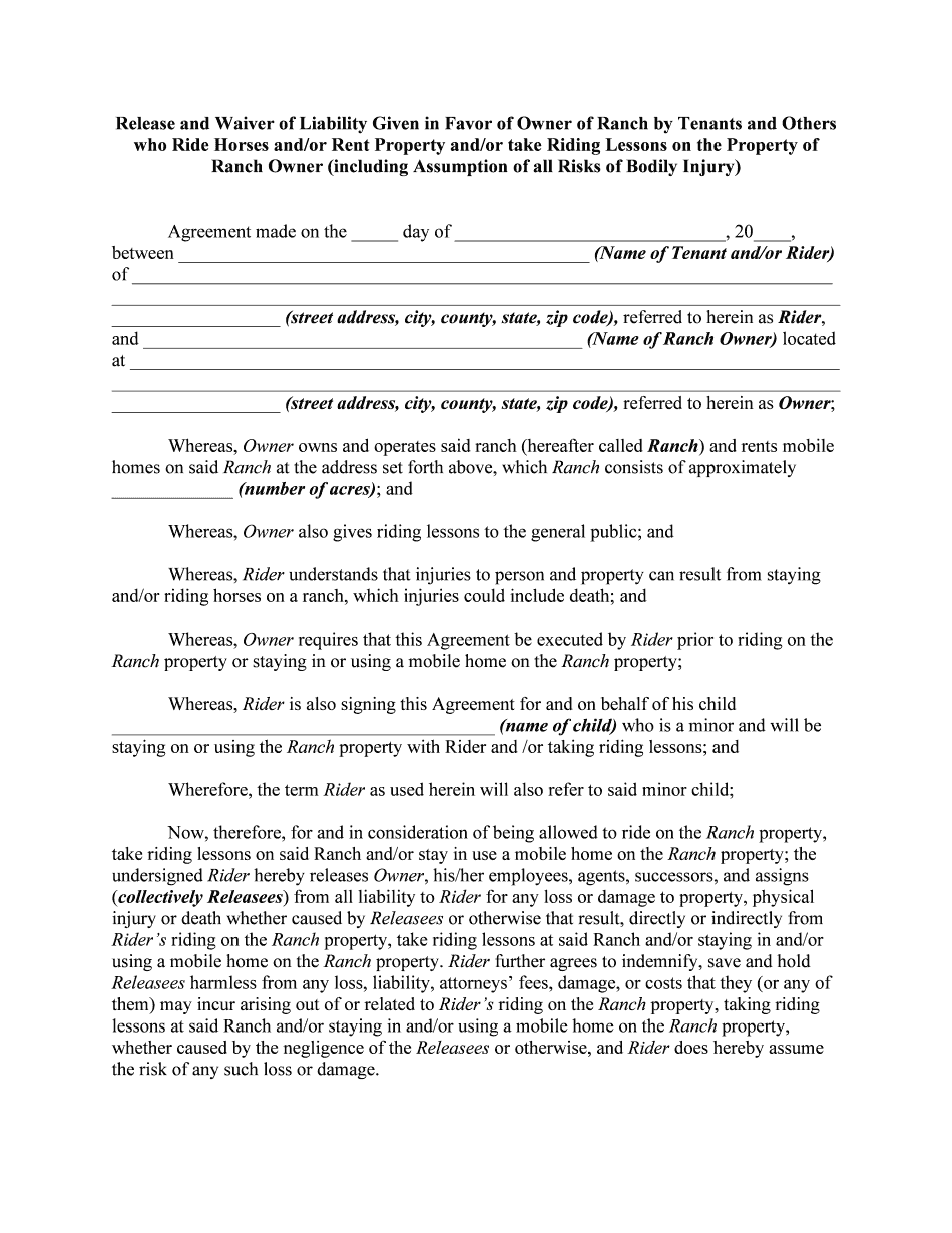 Liability Form Template | signNow