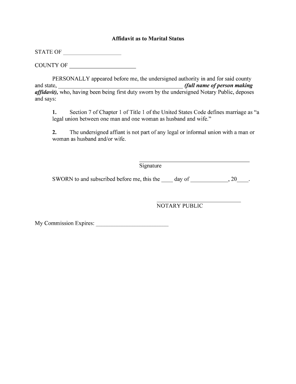 Single Status Affidavit | signNow