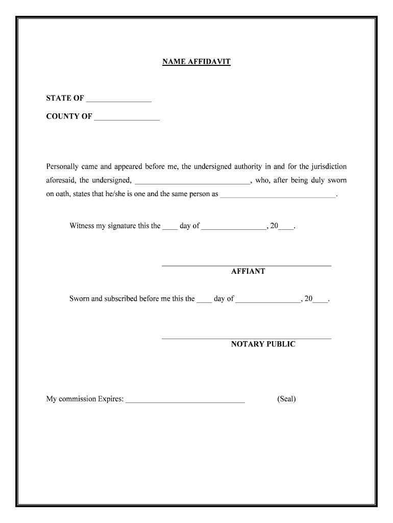 Affidavit Name  Form