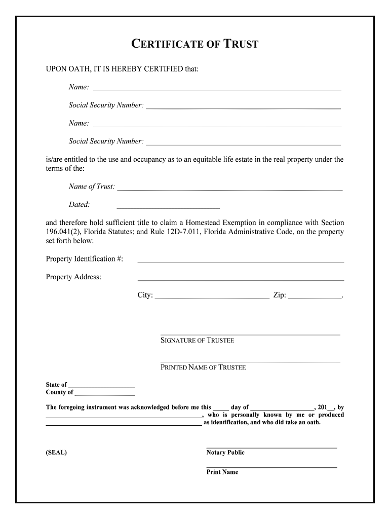 Certificate Trust Form