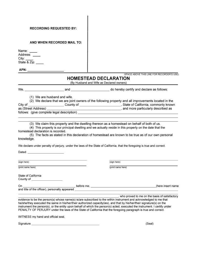 Homestead Declaration Form