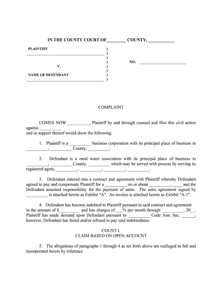 Forms and Instructions for Filing a Civil Action in County Court