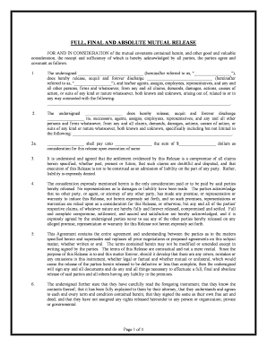 Full, Final and Absolute Mutual Release National Paralegal College  Form