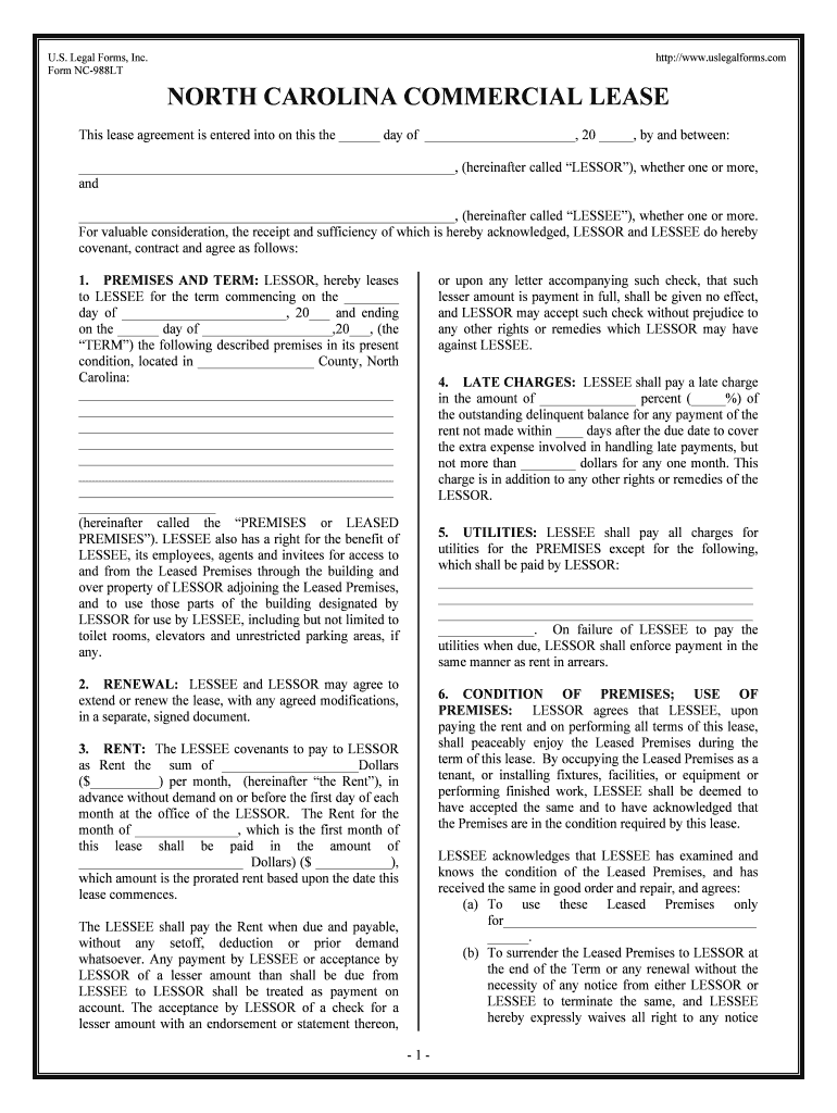 Nc Commercial Lease  Form
