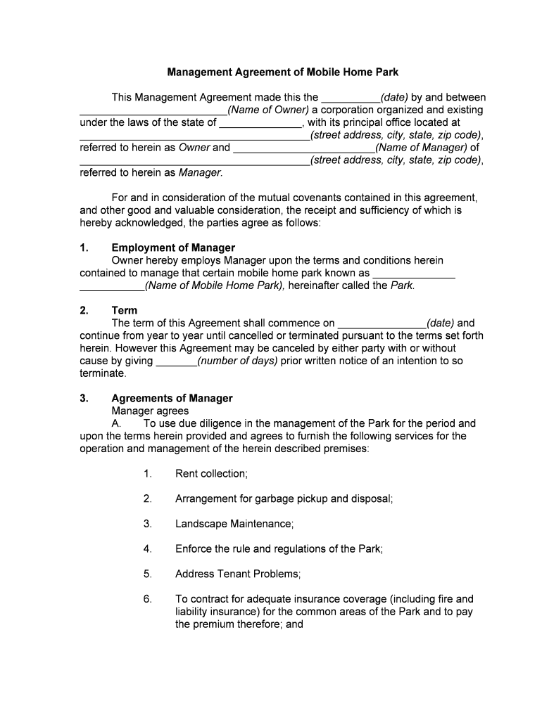 Management Agreement PDF  Form