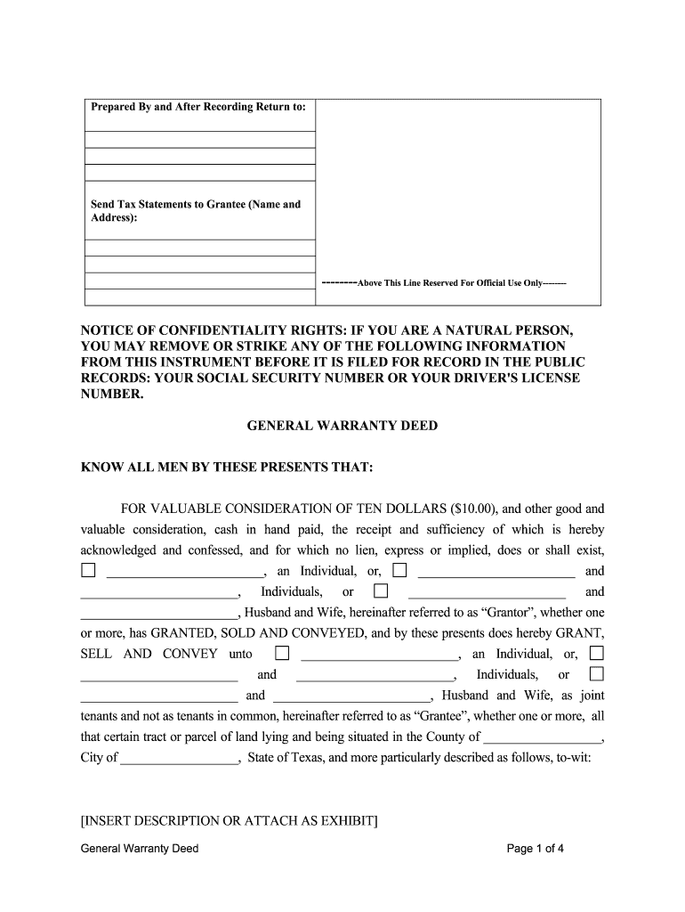 Warranty Deed Form