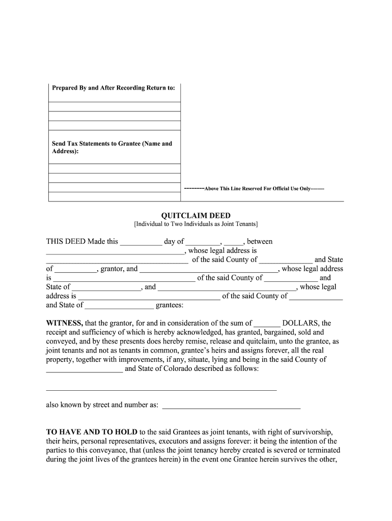 Fill and Sign the Quitclaim Deed Form PDF