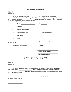 Bill Sale Form