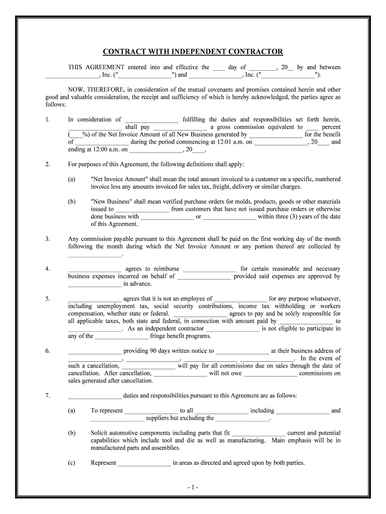 Agreement Commission  Form