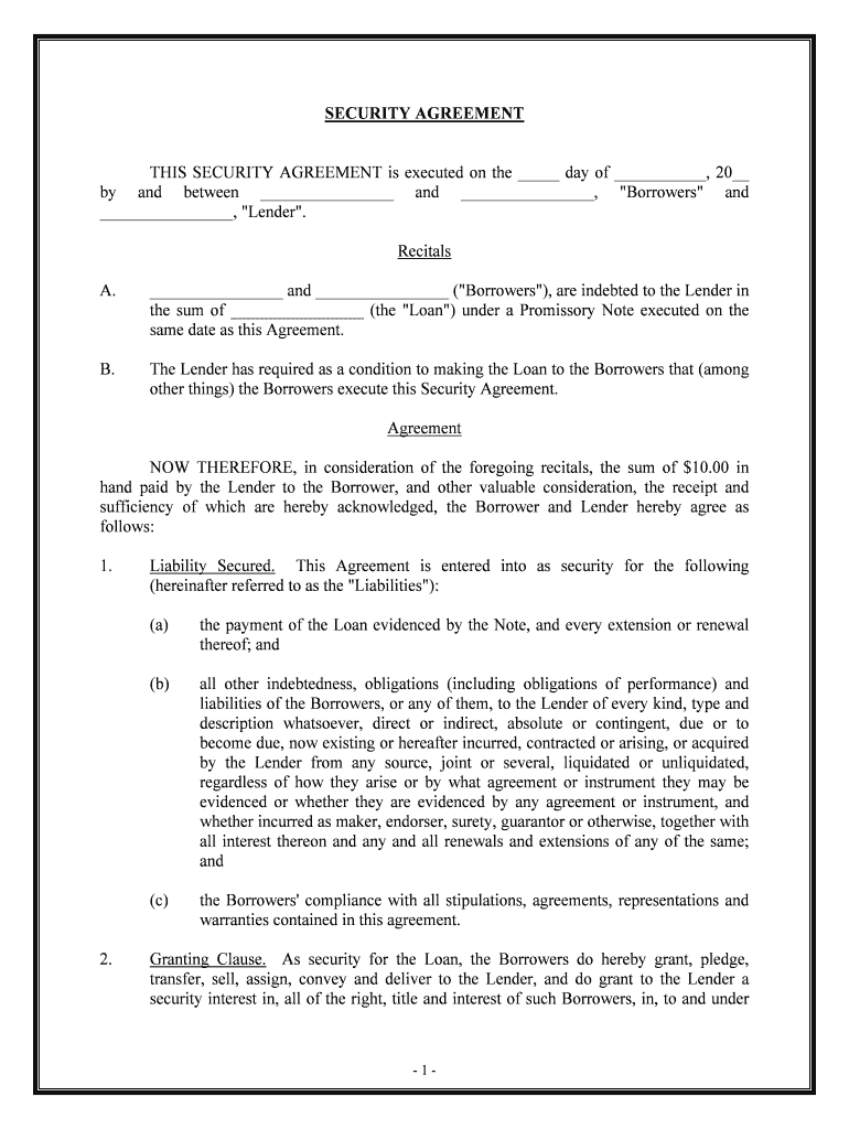 Security Promissory  Form