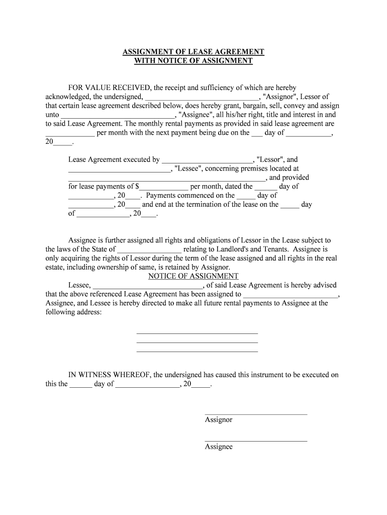 Lease Assignment Form