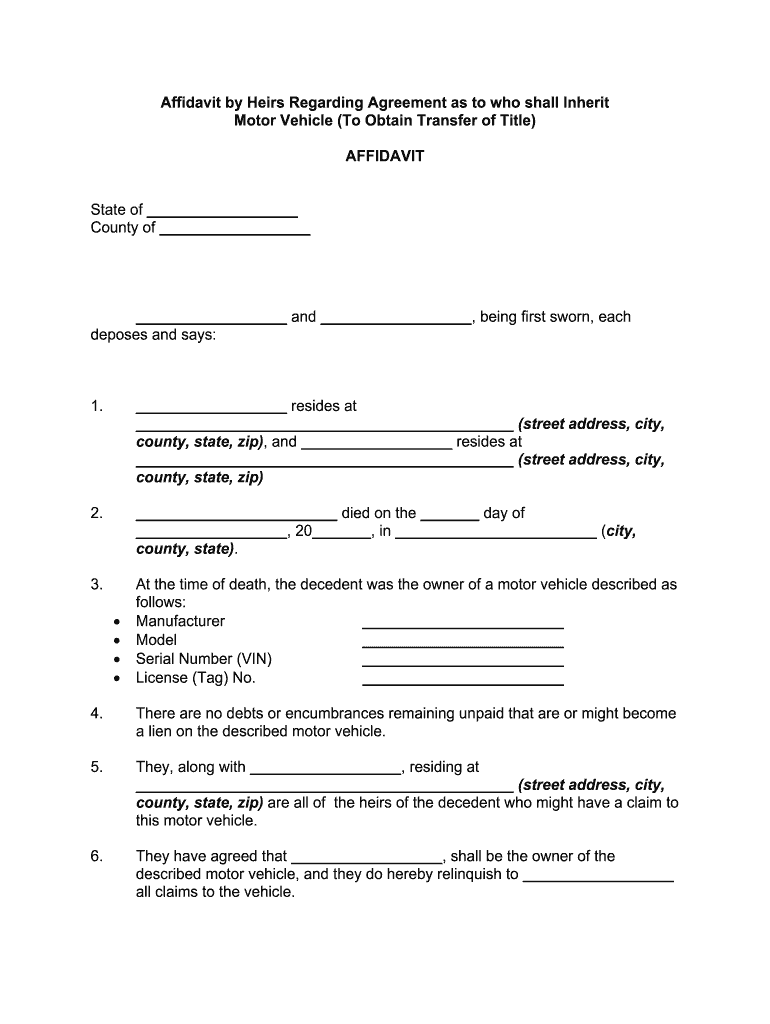 Form T 20 Affidavit of Inheritance  Department of Revenue