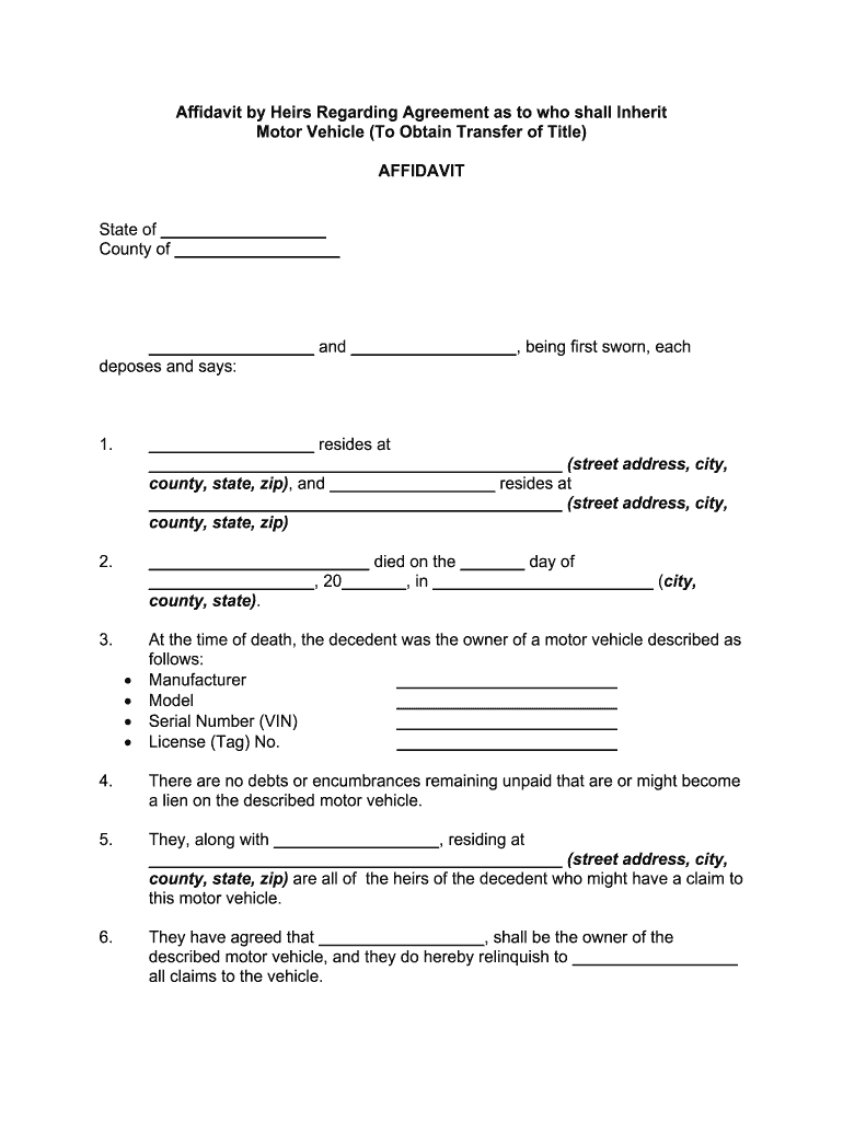 Fill and Sign the Form T 20 Affidavit of Inheritance Department of Revenue