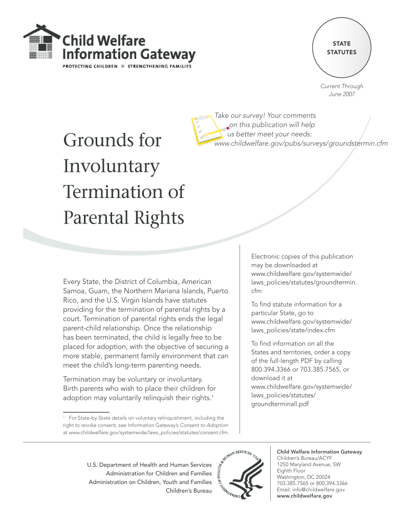 Grounds for Involuntary Termination of Parental Rights Every State, the District of Columbia, American Samoa, Guam, the Norther  Form