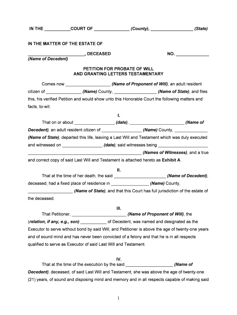 Objection to Petition for Probate  Form