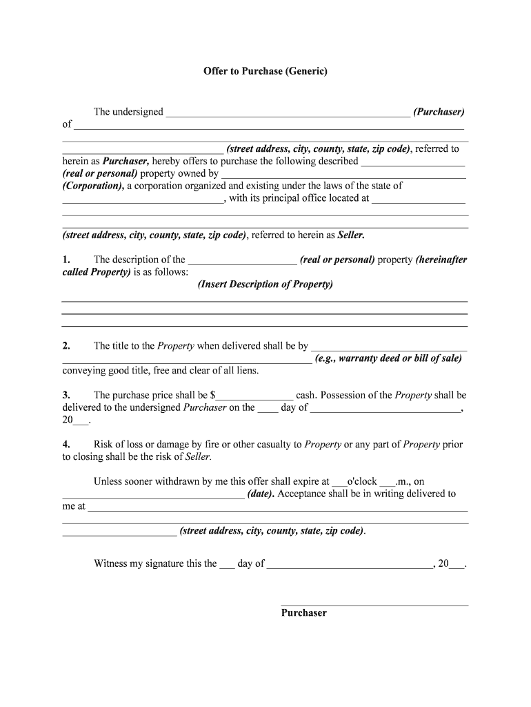 Offer Purchase Form