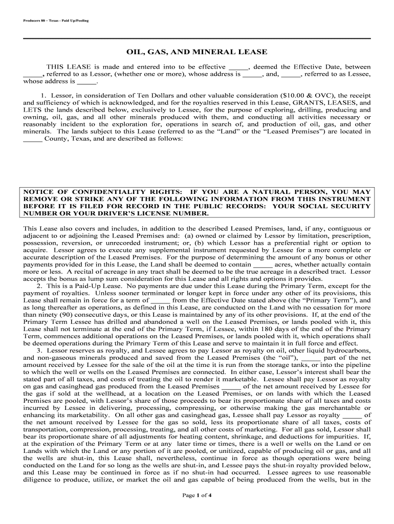 Oil &amp;amp; Gas Lease FormsIs There a Standard? Mineral Rights