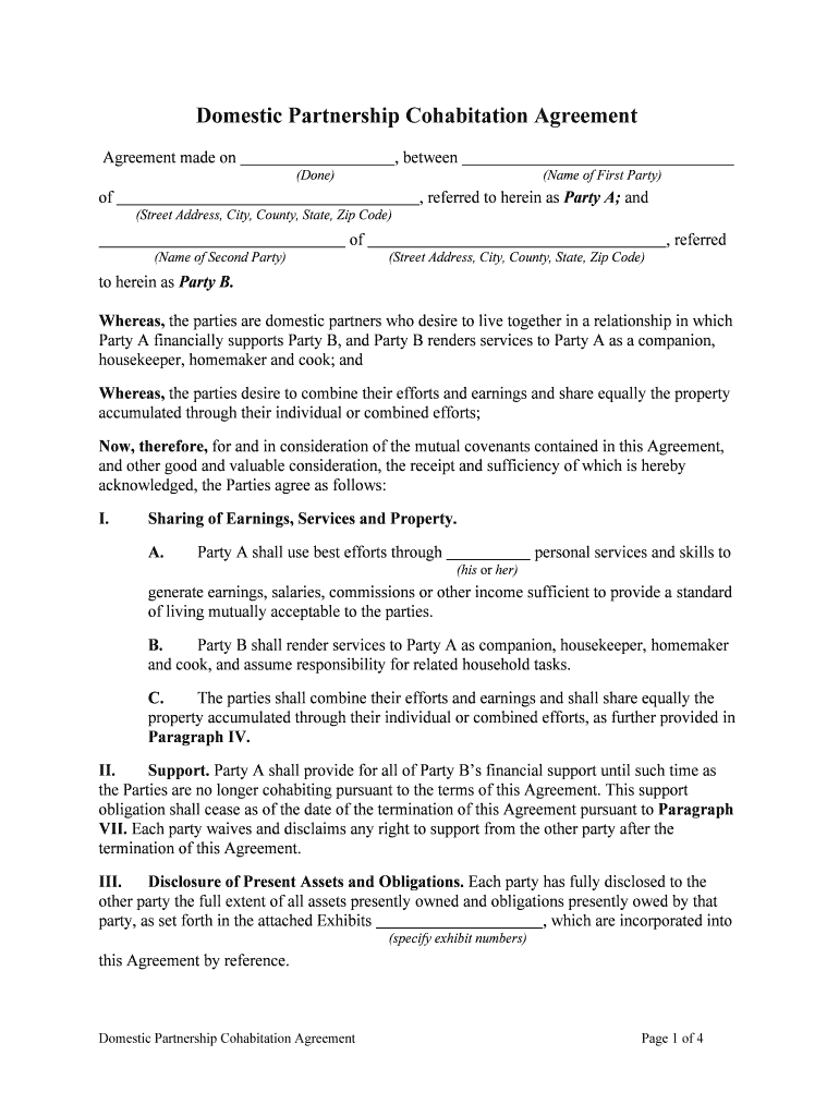 Cohabitation Agreement  Form