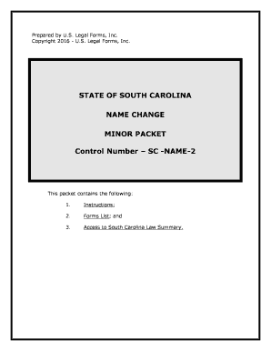 South Carolina Minor Name Change Minor Name Change  Form