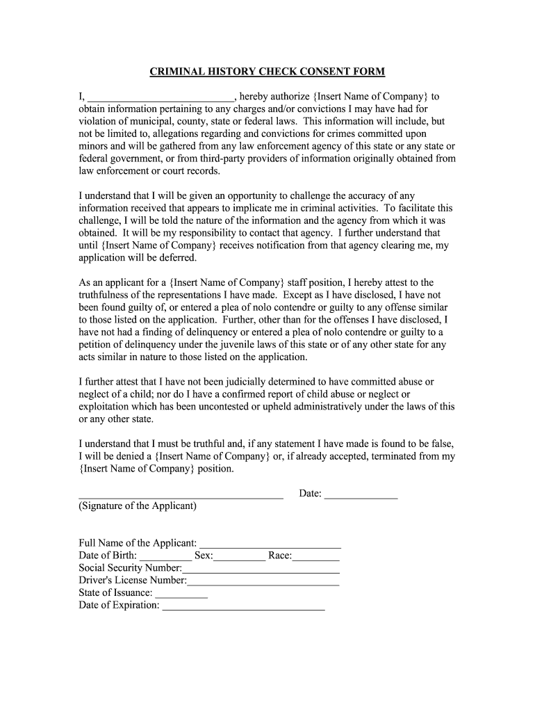 Fill and Sign the Applicants Name Hereby Authorize Name of Agencyorganization to Obtain Information Pertaining to Any Charges Andor Convictions I