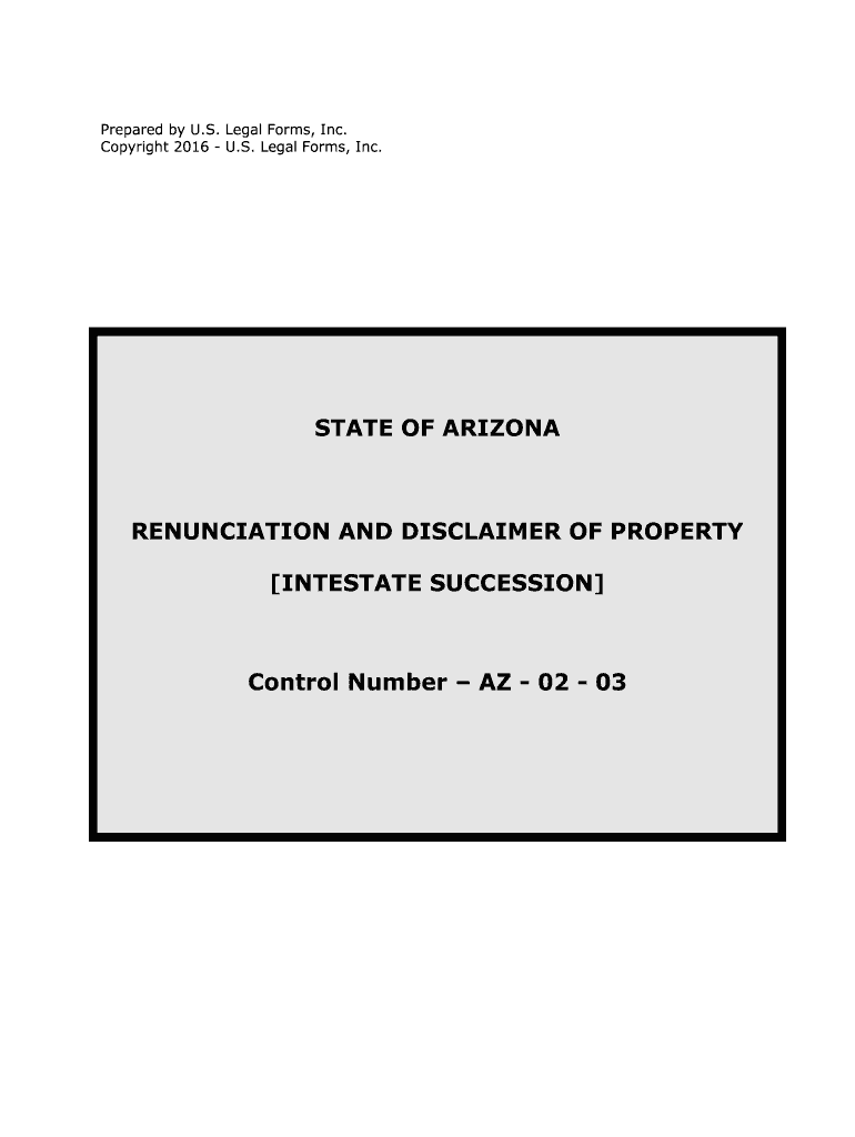 Fill and Sign the Arizona Renunciation and Disclaimer of Property Us Legal Forms