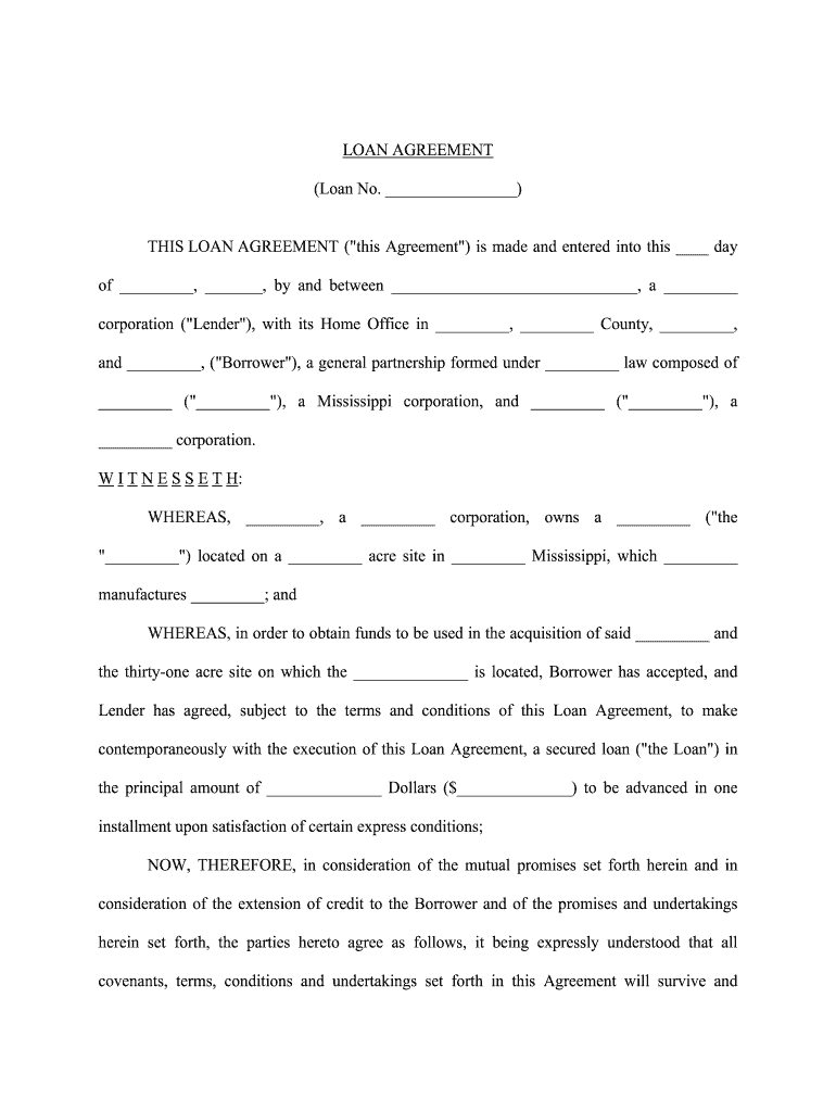 Form of Loan Agreement and Promissory Note  SEC Gov