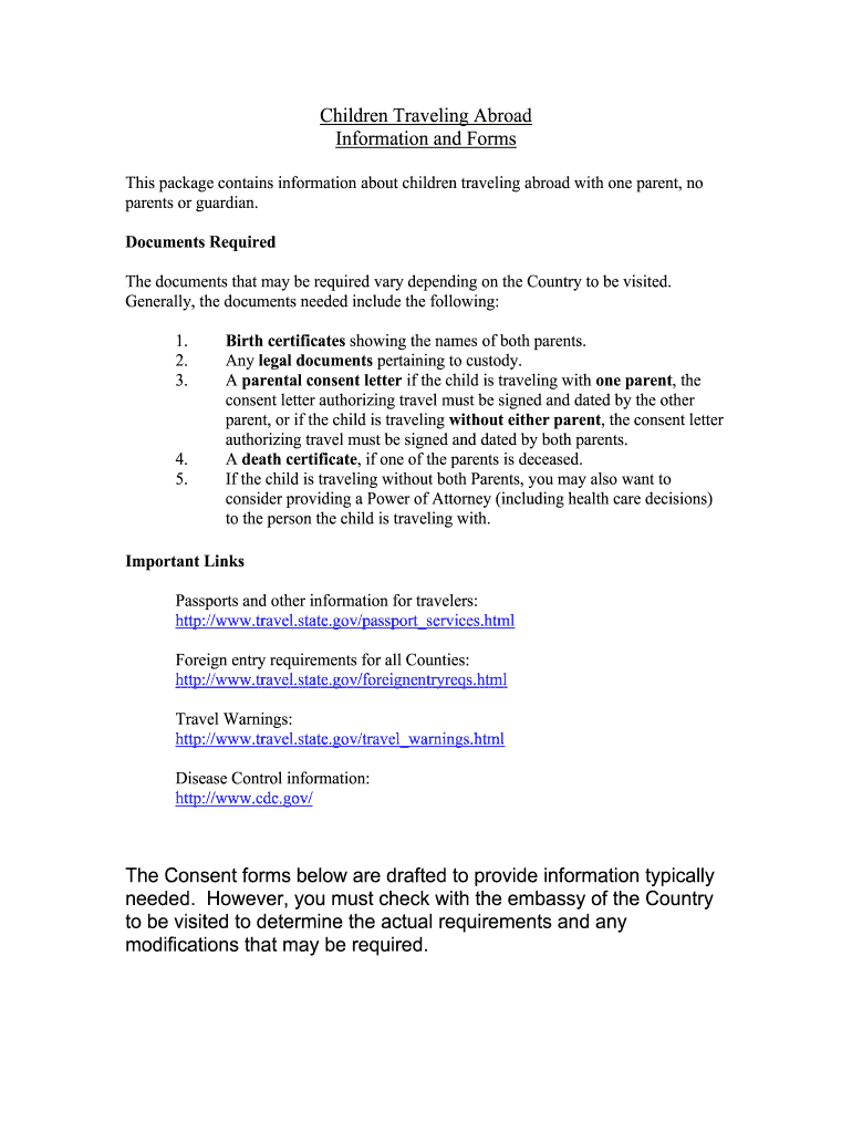 Children  Child Traveling with One Parent or    CBP INFO Center  Form