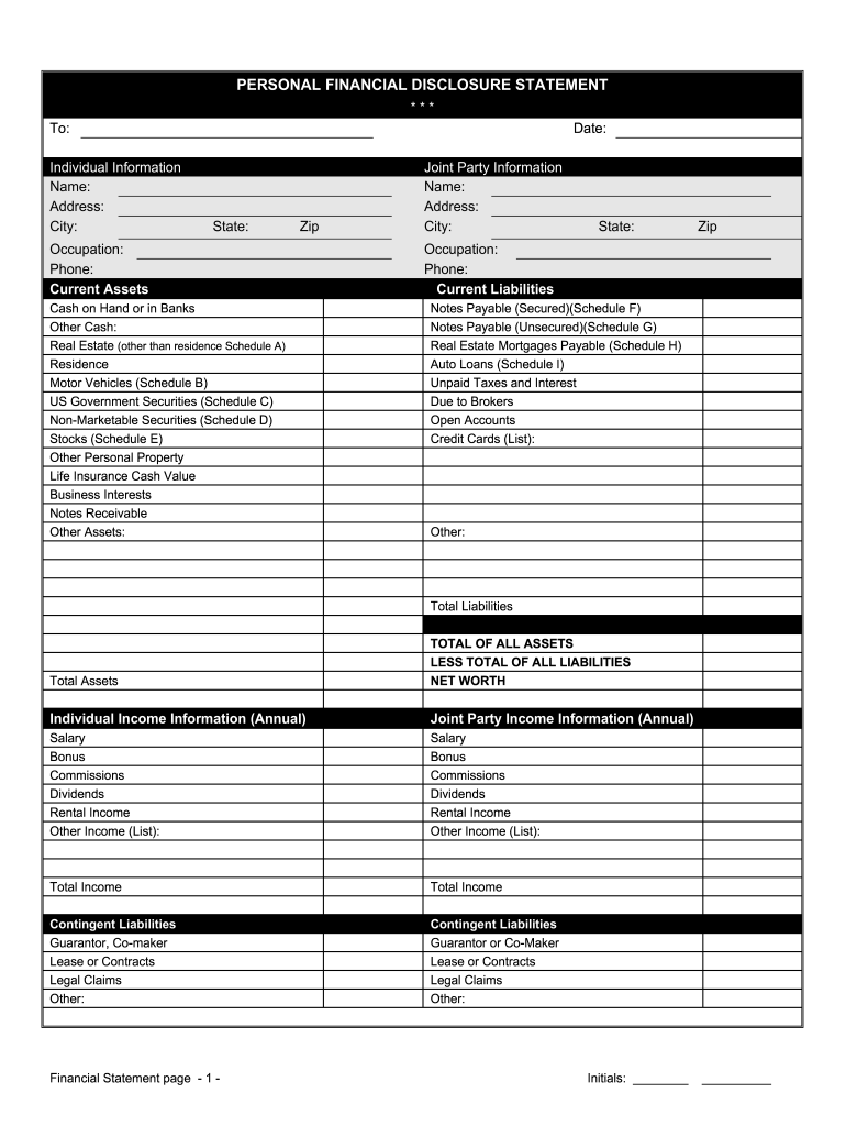 Instructions for Filing a Financial Disclosure Statement for Calendar  Form