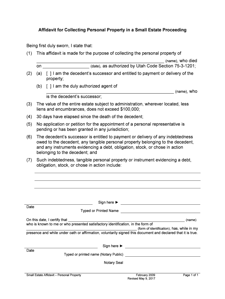 Utah Affidavit Form