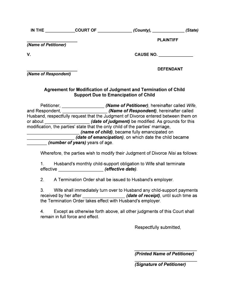 Termination Child Support Form