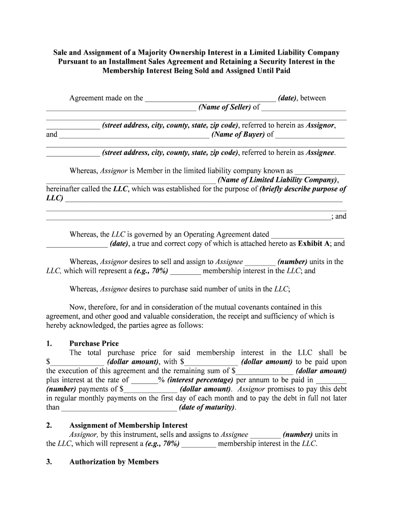 Installment Sales Agreement Form