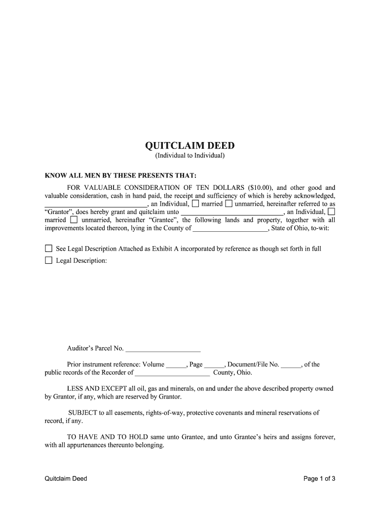 Ohio Quitclaim Deed  Form