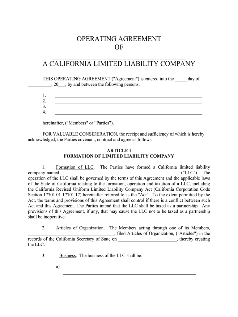 LLC Operating Agreement Amendment Template  Form