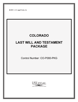 Fill and Sign the Free Colorado Last Will and Testament Template Pdfword Form