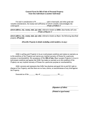 Personal Property Sale  Form