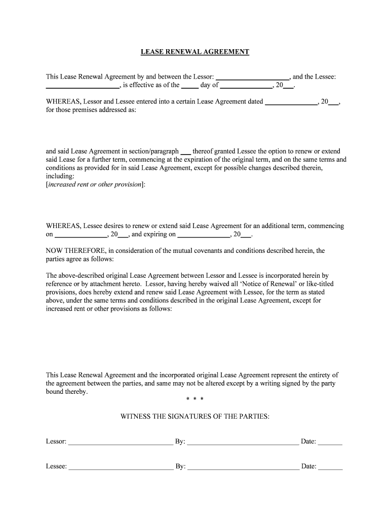 Lease Renewal Virginia  Form