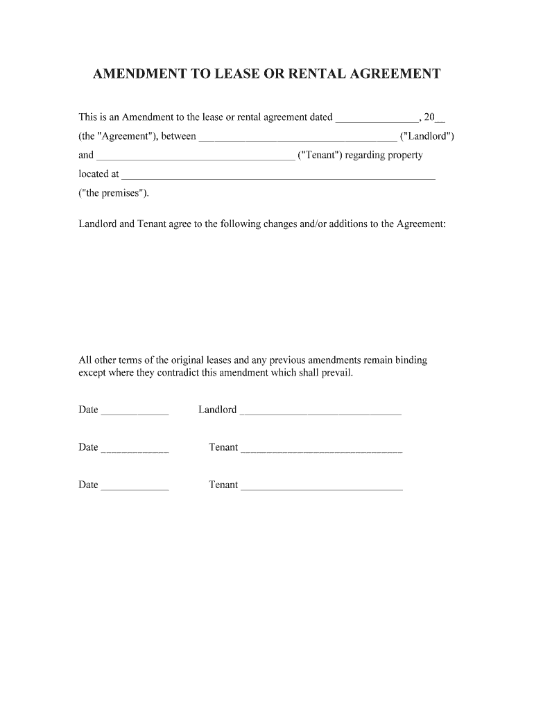 Amendment Lease Rental  Form