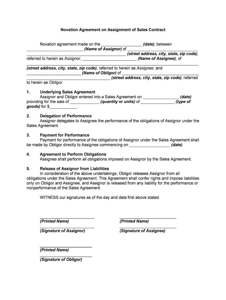 Novation Agreement  Form