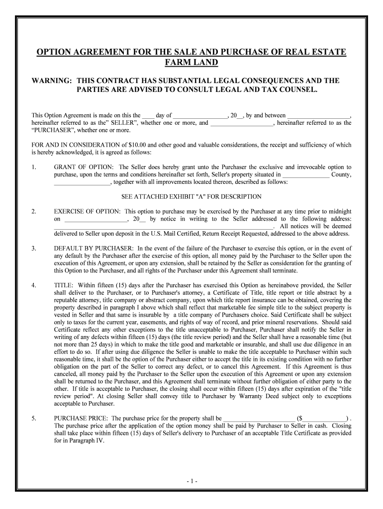 Sale Land Agreement Template  Form