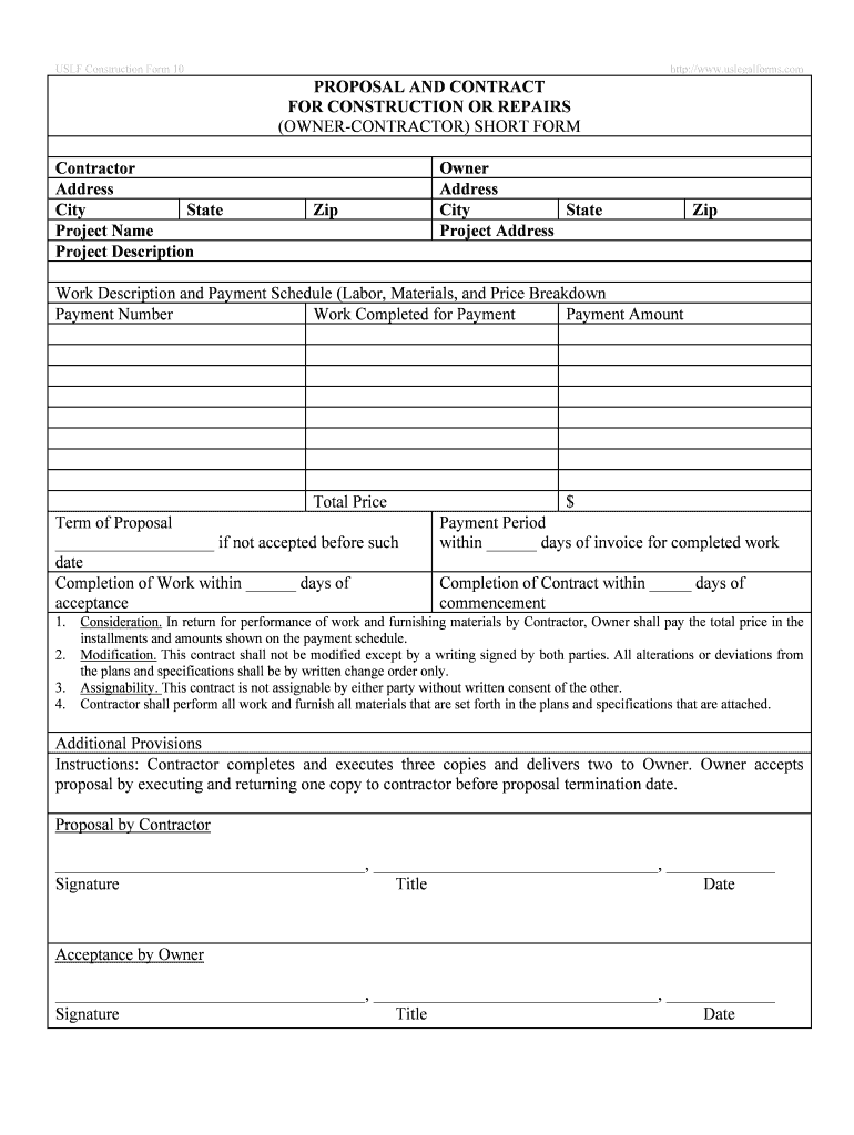 Contract Work Proposal  Form