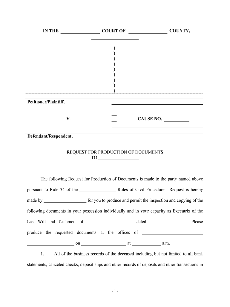 Request Production Document  Form