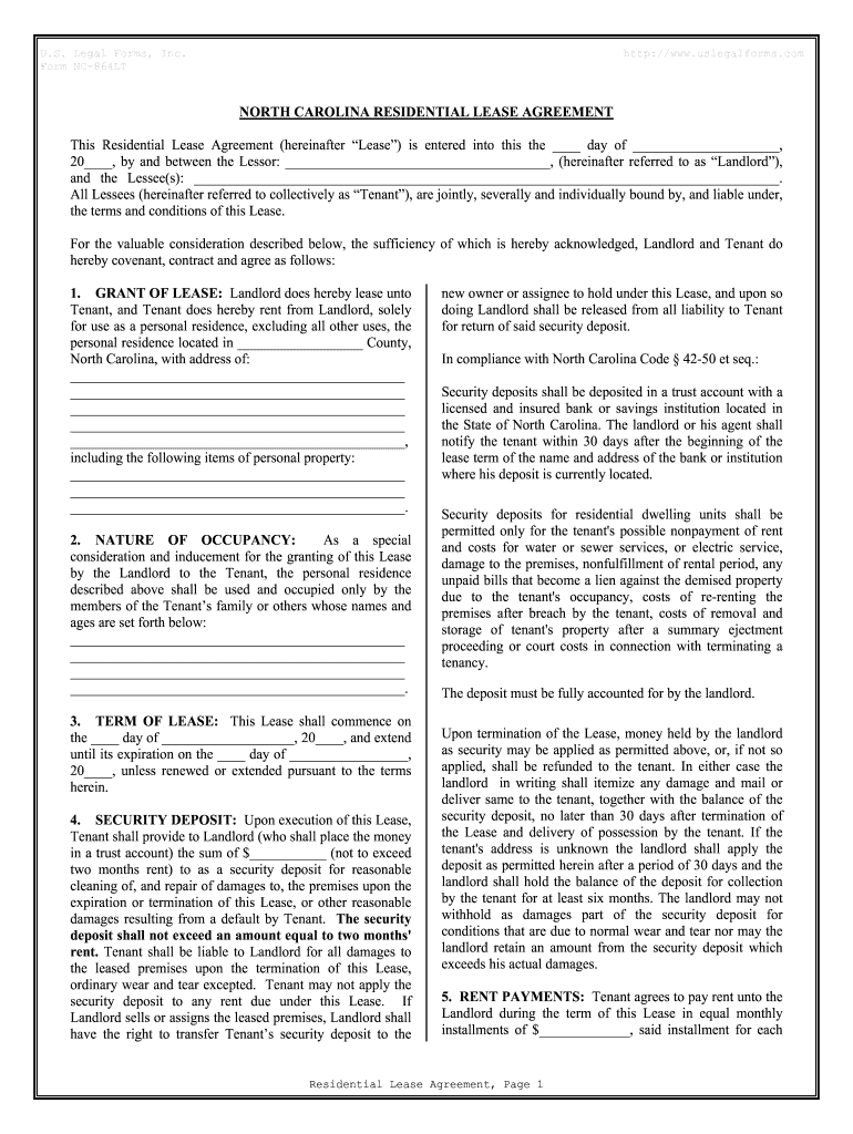 Fill and Sign the Form Nc 864lt