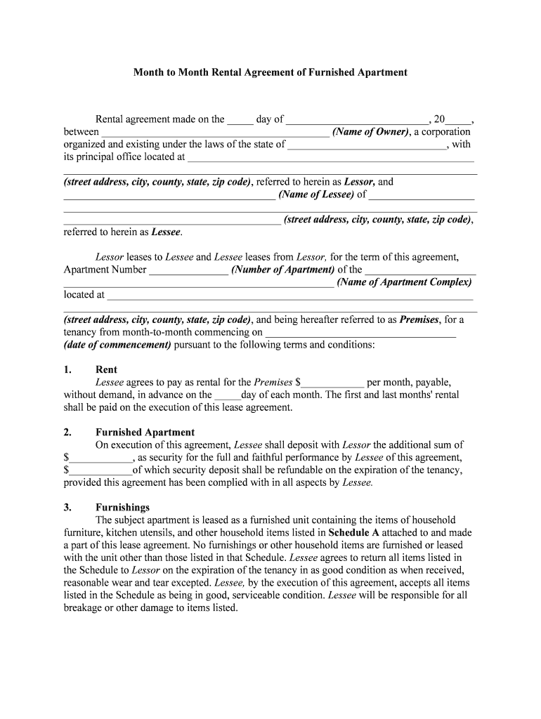 Rental Apartment Tenant  Form