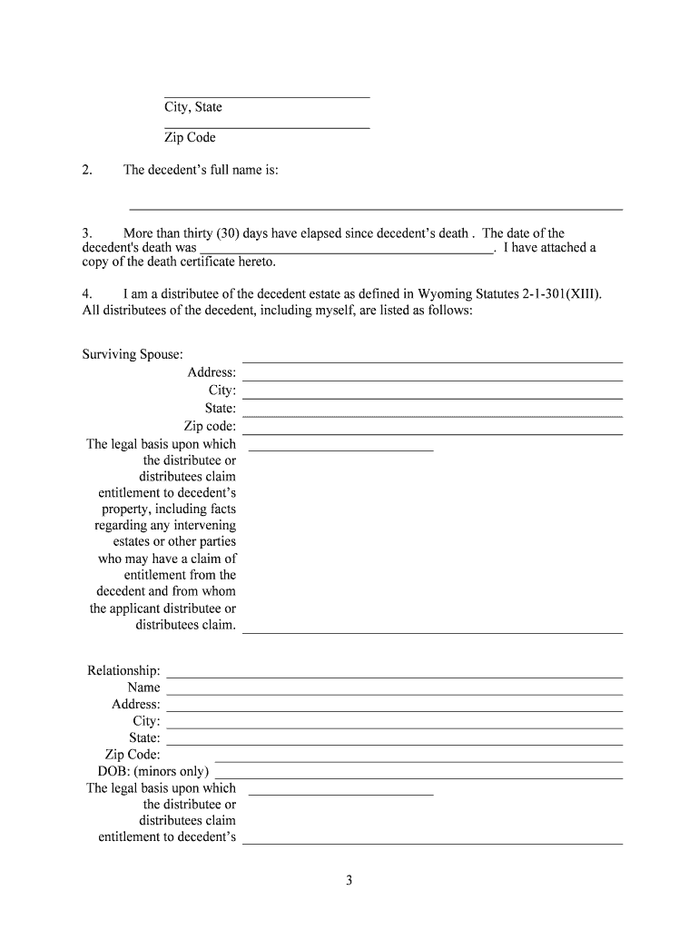 Wyoming Estate  Form