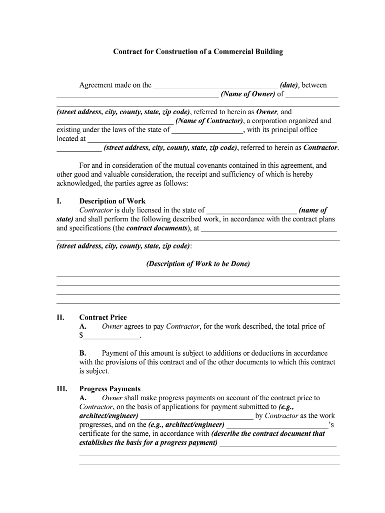Contract Construction Building  Form
