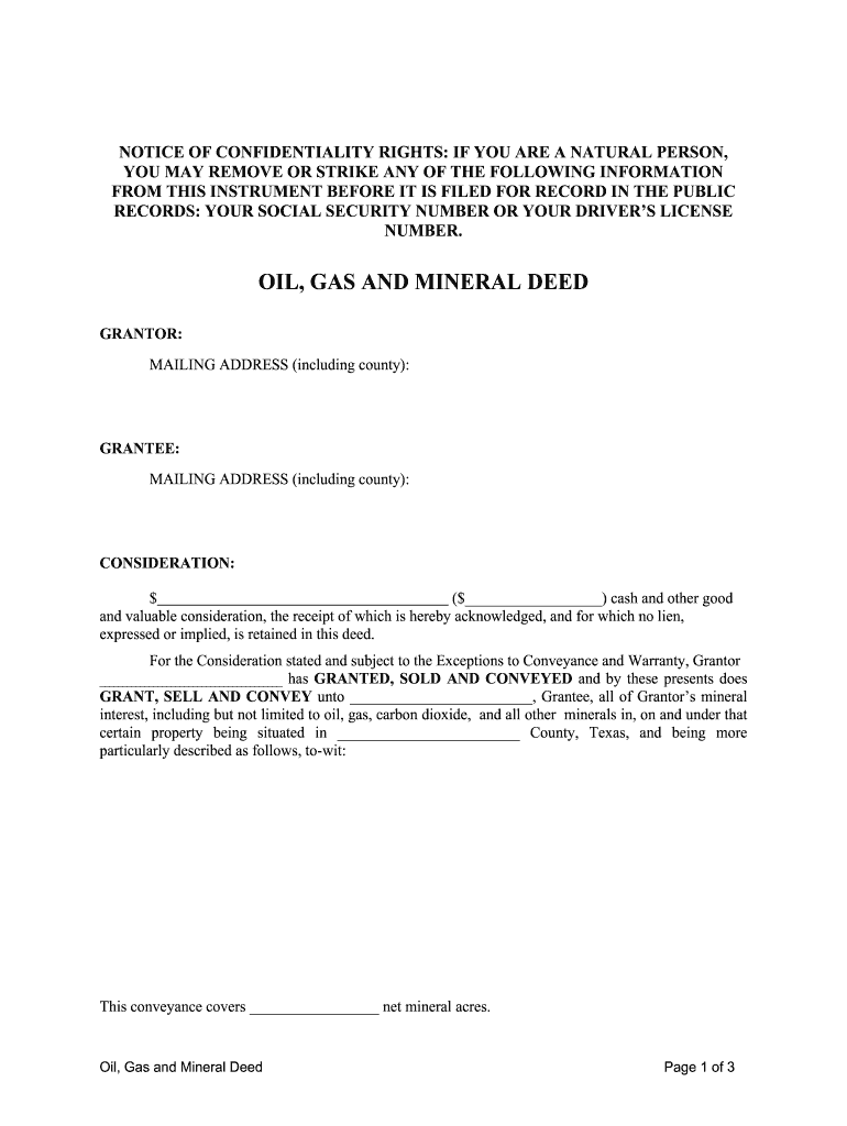 Mineral Deed Form