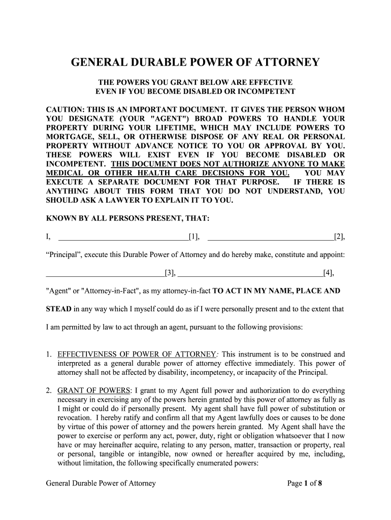 Nevada General Durable Power of Attorney for Property and Finances or Financial Effective Immediately  Form