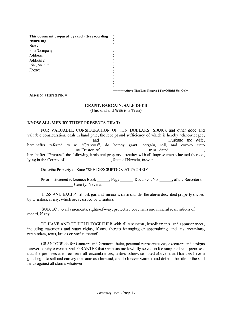 Nevada Grant Deed  Form