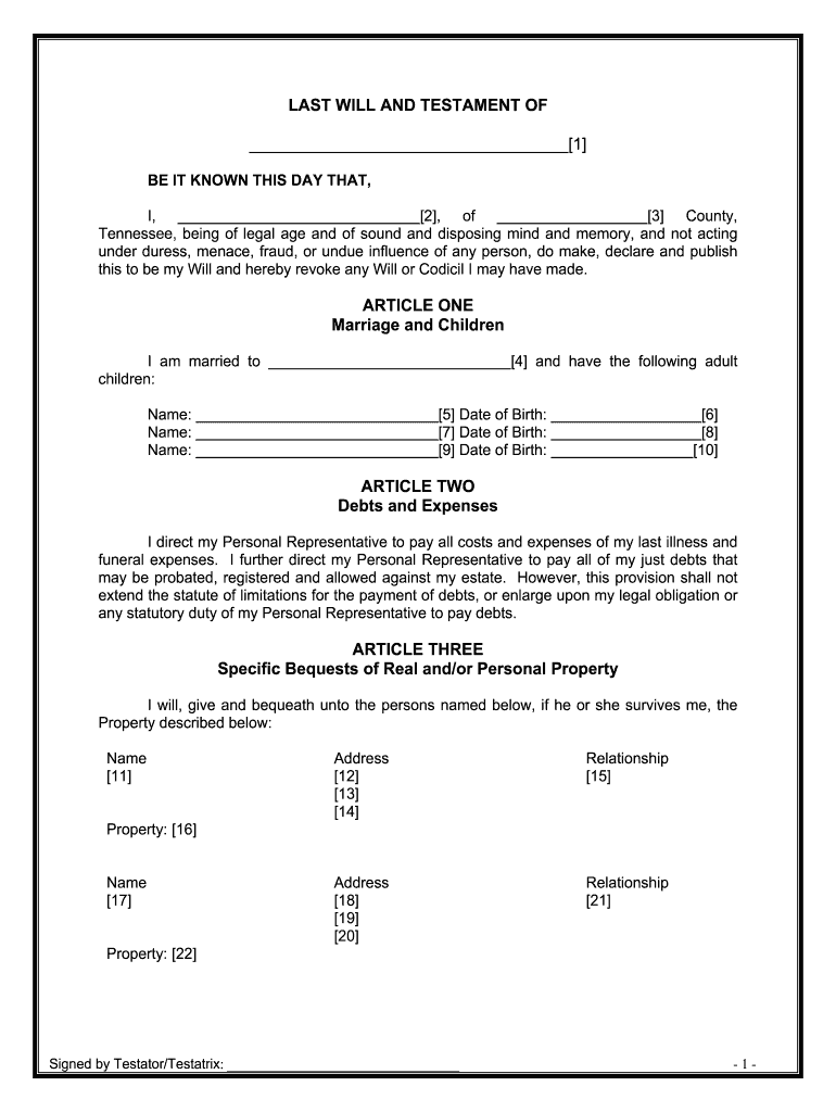 Married Adult Children  Form